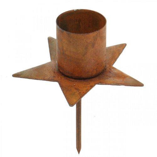 Floristik24 Conische kandelaar ster, Advent, insteekkaarshouder, metalen decoratie patina Ø6cm