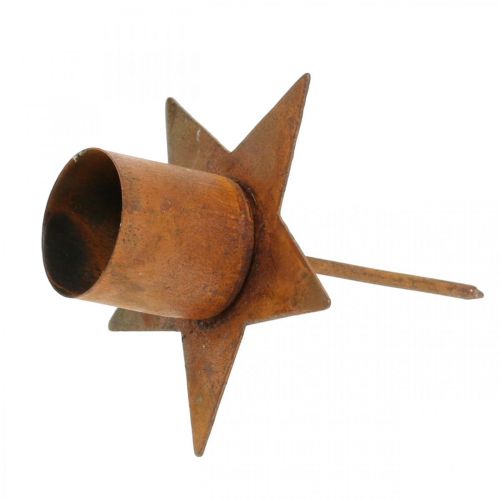 Floristik24 Conische kandelaar ster, Advent, insteekkaarshouder, metalen decoratie patina Ø6cm