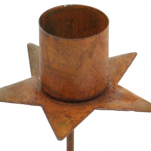 Floristik24 Conische kandelaar ster, Advent, insteekkaarshouder, metalen decoratie patina Ø6cm