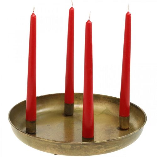 Floristik24 Kaarsenbord, adventskranskom, kerstdecoratie gouden antiek look Ø30cm