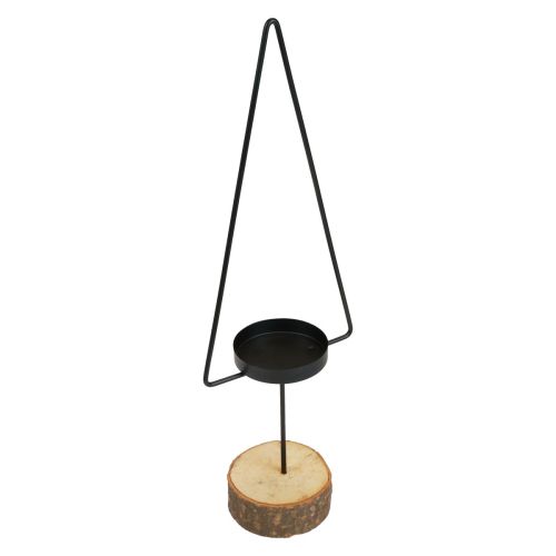 Floristik24 Kaarshouder Kerstmis, theelichthouder metaal zwart 37cm