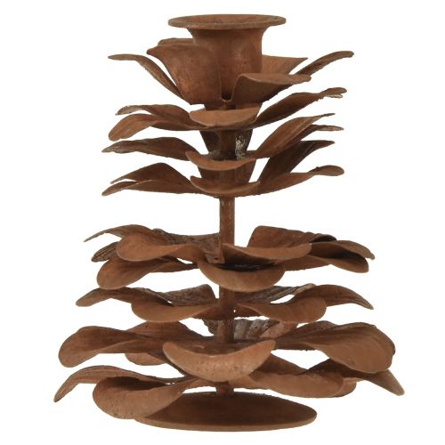 Artikel Kaarshouder kerstkegels metaal roest Ø6,5cm H8cm