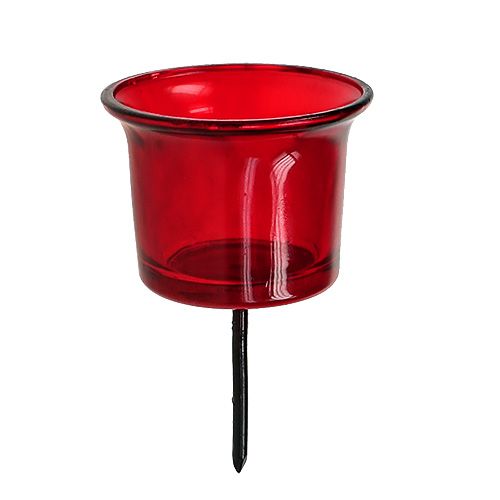 Floristik24 Kaarshouder voor theelichtglas rood Ø6cm L10cm