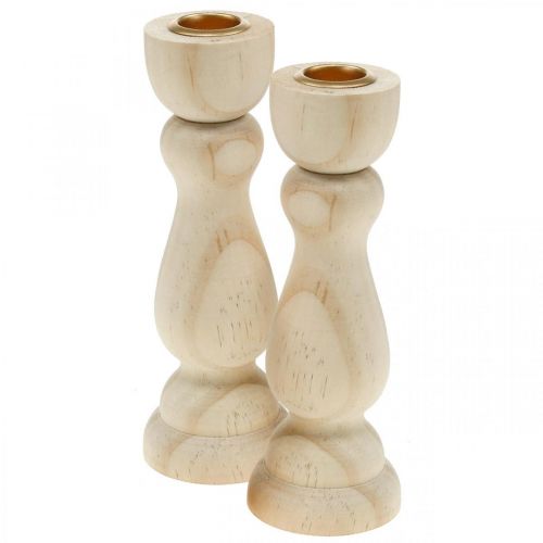 Kaarsenhouder houten tafeldecoratie voor kaarsen H17cm 2 st.