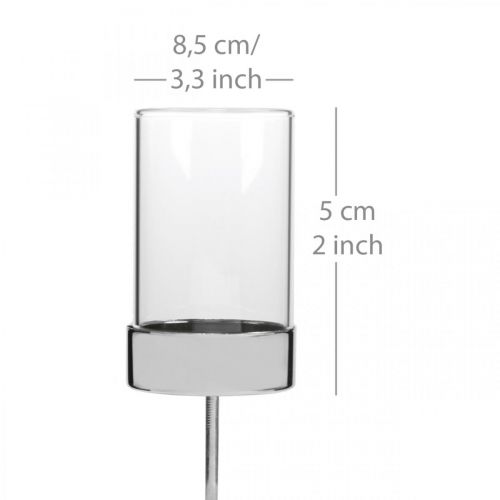 Artikel Kaarsenhouder om in te steken metaal/glas Ø5cm H19cm 4 st