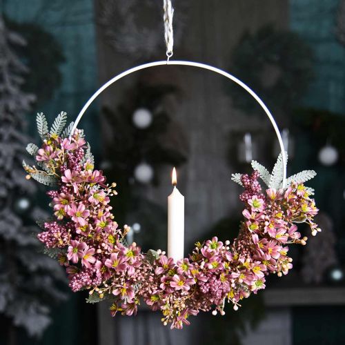 Floristik24 Kandelaar om sierring metaal wit op te hangen Ø28.5cm 3st