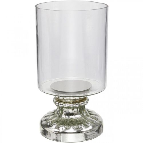 Floristik24 Lantaarn glas kaars glas antiek look zilver Ø13cm H24cm