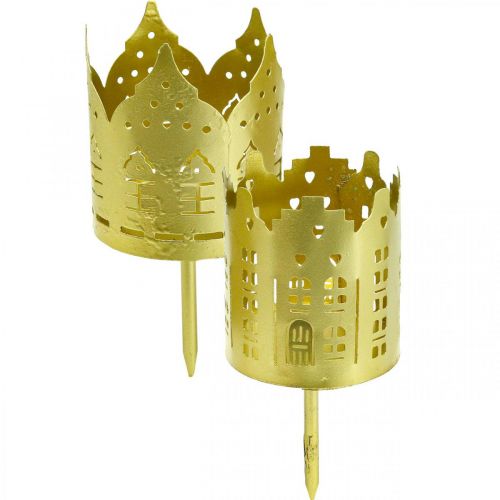 Floristik24 Kandelaar city goud theelichthouder metaal Ø6.5cm 4st