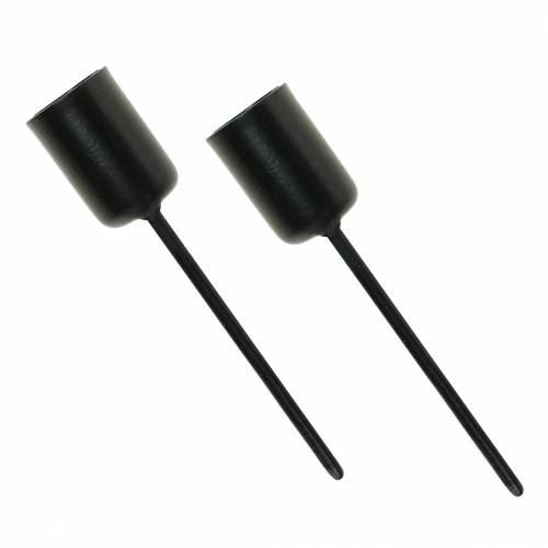 Floristik24 Kaarshouder klein zwart H7cm Ø12,5mm 8 st