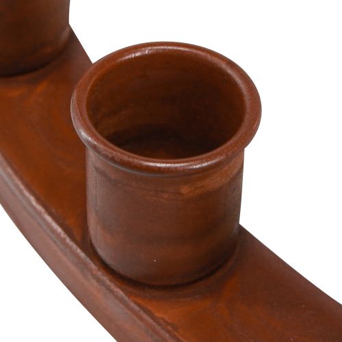 Floristik24 Kaarsenring voor 24 stokkaarsen kandelaar bruin metaal 43cm