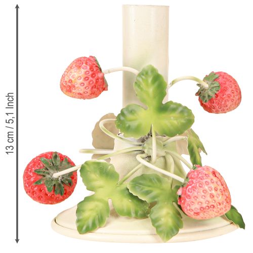 Artikel Kaarsenhouder metaal aardbei decoratie zomer crème H13cm