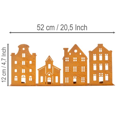 Kerstverlichting in de vorm van een kaars, decoratie in de vorm van huisjes, roestbruin, 52 x 12 cm | Floristik24.nl