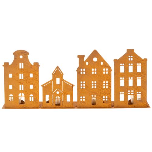 Kerstverlichting in de vorm van een kaars, decoratie in de vorm van huisjes, roestbruin, 52 x 12 cm | Floristik24.nl