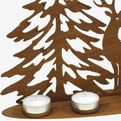 Floristik24 Kandelaar raamdecoratie hert in het bos roestdecoratie 50×40cm