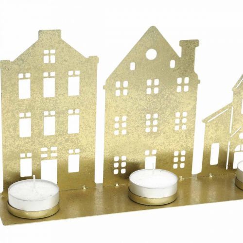 Artikel Kandelaar Kerstverlichting Deco Huizen Goud 52×12cm