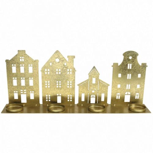Floristik24 Kandelaar Kerstverlichting Deco Huizen Goud 52×12cm