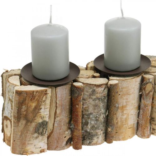 Floristik24 Tafeldecoratie Advent berken kandelaar hout 45×8cm H9cm