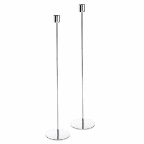 Floristik24 Metalen kandelaar set voor kaarsen zilver Ø2.2cm H31cm 2st