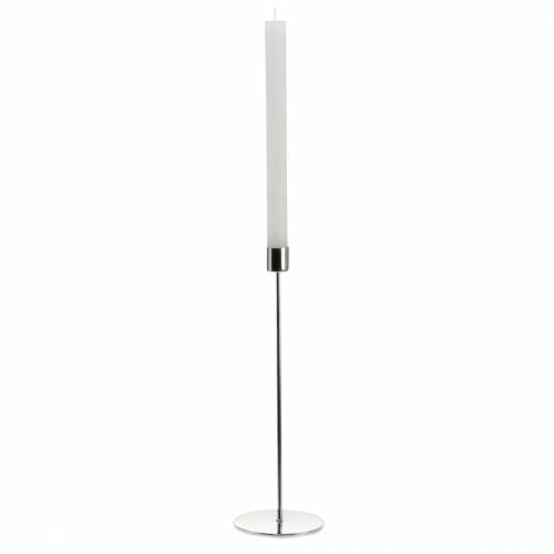 Artikel Metalen kandelaar set voor spitse kaarsen zilver Ø2.2cm H28cm 2st