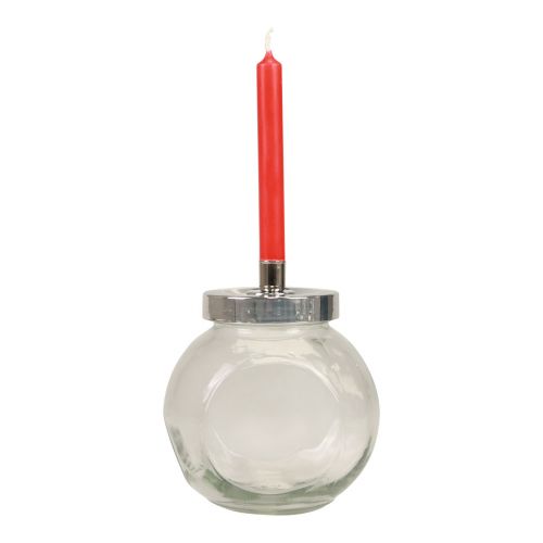 Artikel Kandelaar glas metaal kandelaar zilver Ø10,5cm 4 st