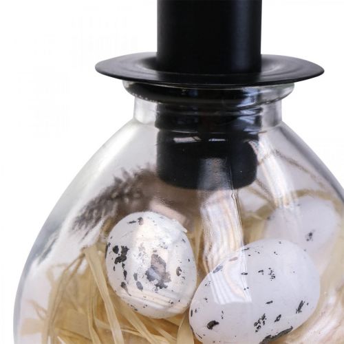 Floristik24 Kandelaar Zwarte Kandelaar Glas Paasdecoratie H11cm