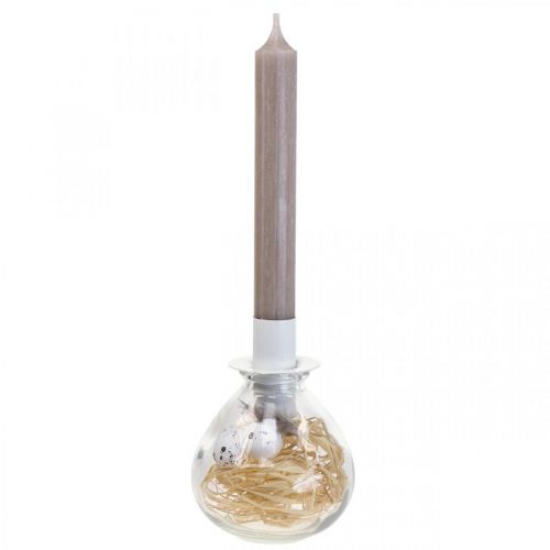 Floristik24 Kandelaar Witte Kandelaar Glas Paasdecoratie H11cm