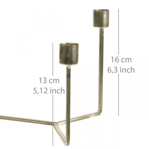 Artikel Kandelaar voor kaarsenplateau champagne metaal 37 × 17 × 18cm