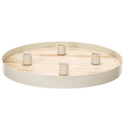 Ronde houten kaarsenhouder voor vier taps toelopende kaarsen, 30 cm kopen | Floristik24.nl