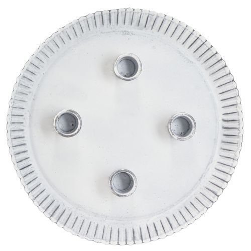 Artikel Kaarsenbord taartvorm met 4 kandelaars wit Ø25cm