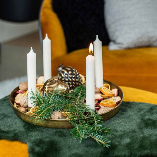 Artikel Kaarsenbord, adventskranskom, kerstdecoratie gouden antiek look Ø30cm