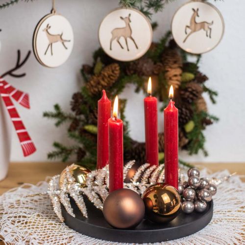 Floristik24 Kaarsenbord metaal Adventskrans zwart, goud Ø24cm