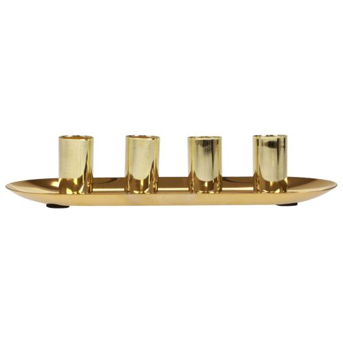 Artikel Kaarsenbord metalen stokkaarshouder goud 23x9x4,5cm