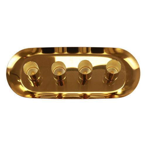 Artikel Kaarsenbord metalen stokkaarshouder goud 23x9x4,5cm