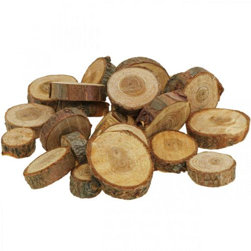 Floristik24 Houten schijven deco hagelslag hout grenen rond Ø3-4cm 500g