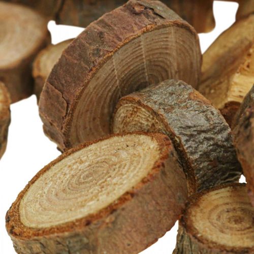 Artikel Houten schijven deco hagelslag hout grenen rond Ø3-4cm 500g
