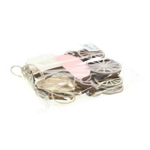 Floristik24 Decoratieve hangende kinderwagen roze / blauw 16,5 cm x 15 cm 6 stks