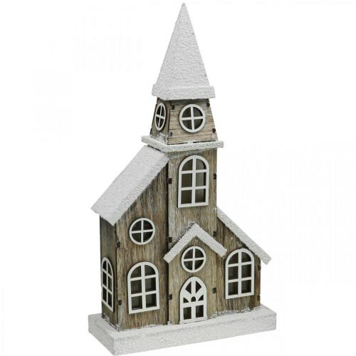 Vuurtoren houten kerk Kerstkerk houten kerk H45cm