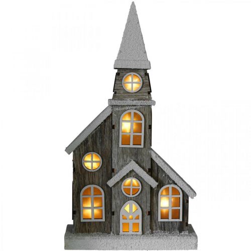 Floristik24 Vuurtoren houten kerk Kerstkerk houten kerk H45cm