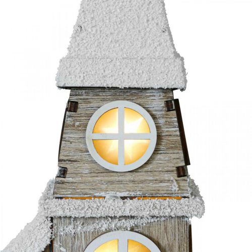Floristik24 Vuurtoren houten kerk Kerstkerk houten kerk H45cm