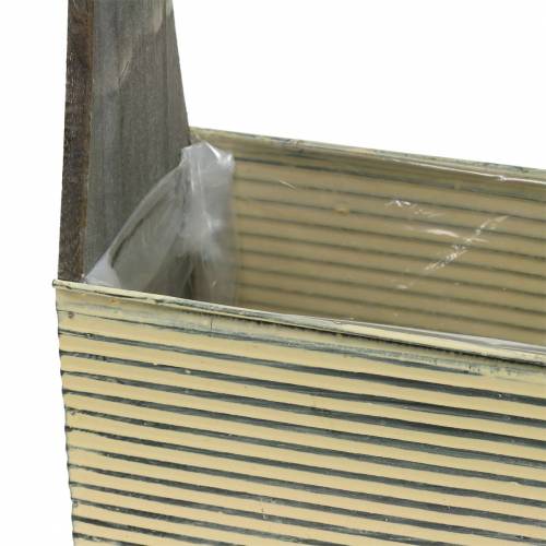 Floristik24 Planter met steel crème, grijs wit gewassen hout metaal 30 × 12,5 cm / 28 × 12 cm set van 2