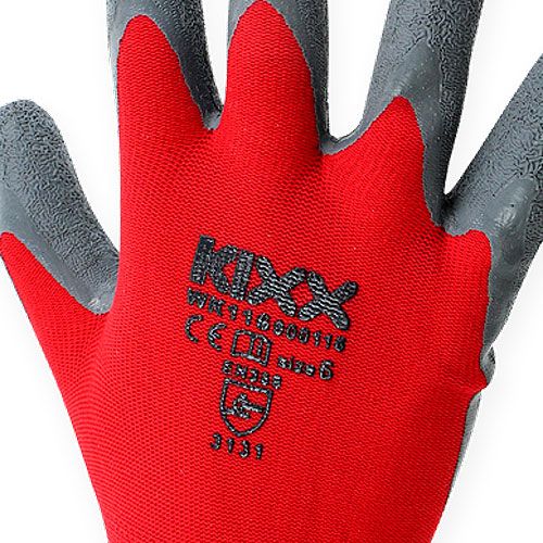 Artikel Kixx nylon tuinhandschoenen maat 11 rood, grijs