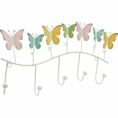 Artikel Lentedecoratie, haakrek met vlinders, metalen decoratie, decoratieve kapstok 36cm