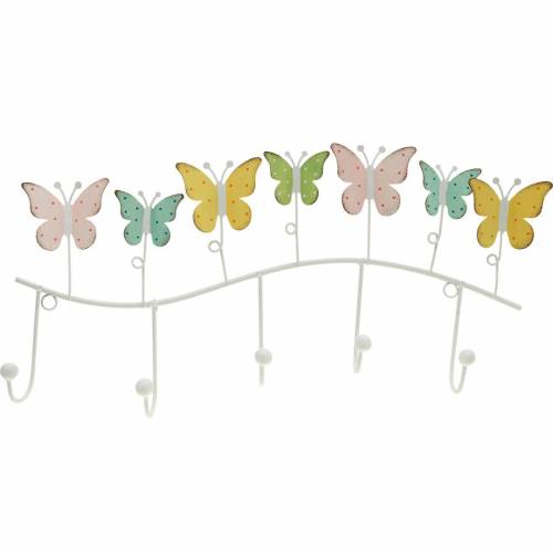 Lentedecoratie, haakrek met vlinders, metalen decoratie, decoratieve kapstok 36cm