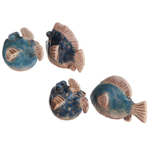 Floristik24 Kleine vis grappig keramiek decoratie blauw assorti 6-9cm 4 st