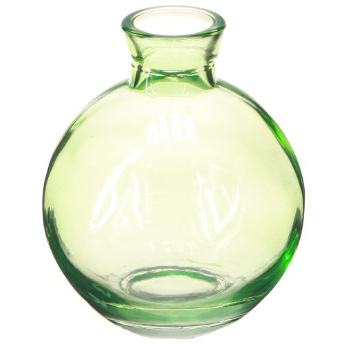 Kleine glazen vazen, bolvormige minivaasjes, groen, Ø7,5cm, H9cm, 6 stuks