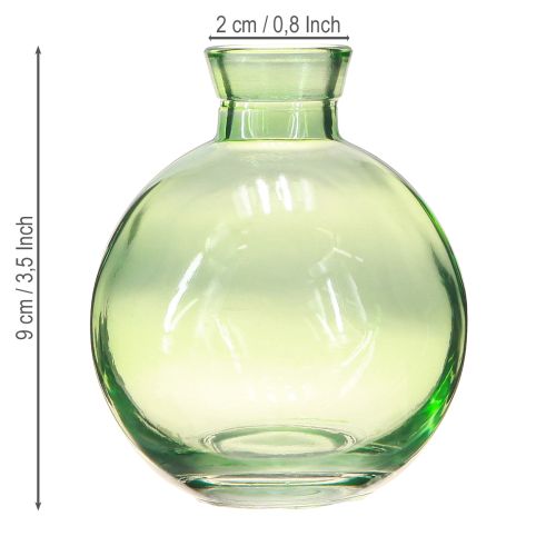 Artikel Kleine glazen vazen, bolvormige minivaasjes, groen, Ø7,5cm, H9cm, 6 stuks