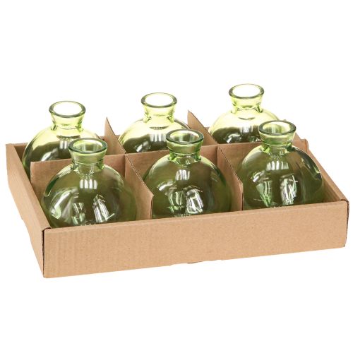 Artikel Kleine glazen vazen, bolvormige minivaasjes, groen, Ø7,5cm, H9cm, 6 stuks
