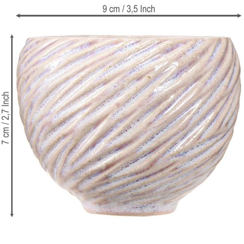 Artikel Kleine keramische kommen in roze spiraaldecor Ø9cm 4st