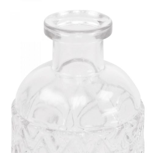 Floristik24 Kleine glazen vaas vaas ruitpatroon glas transparant H12.5cm 6st