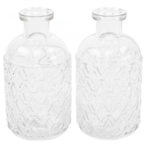 Floristik24 Kleine glazen vaas vaas ruitpatroon glas transparant H12.5cm 6st